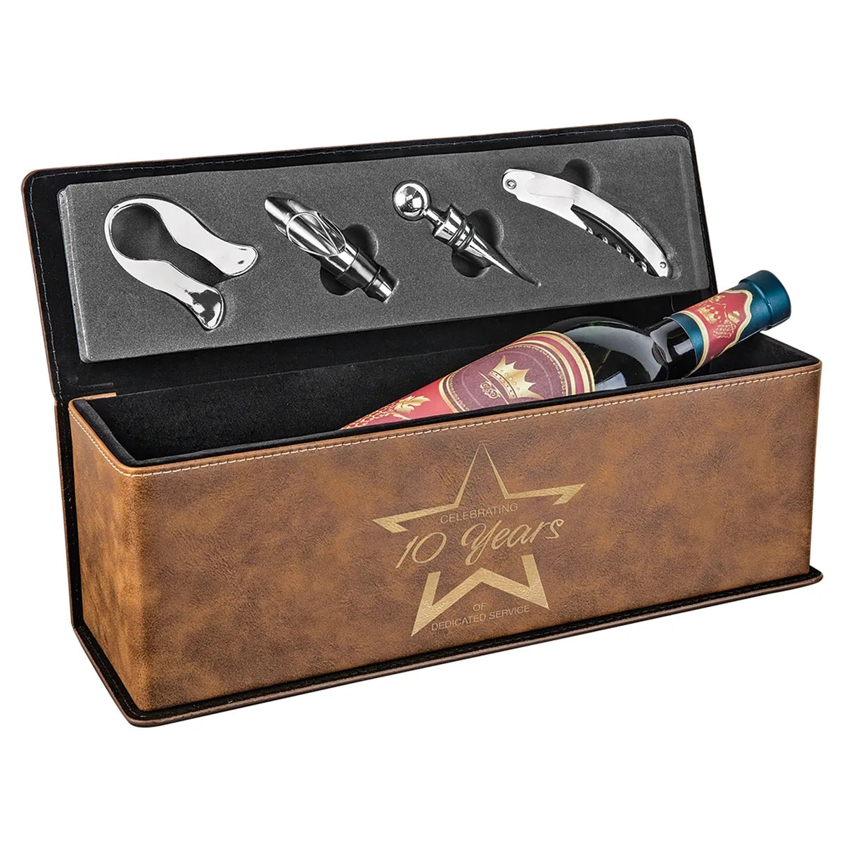 Leatherette Wine Tool Set and Bottle Case