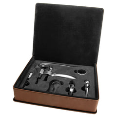 Leatherette Wine Tool Push Lever Set