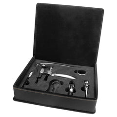 Leatherette Wine Tool Push Lever Set