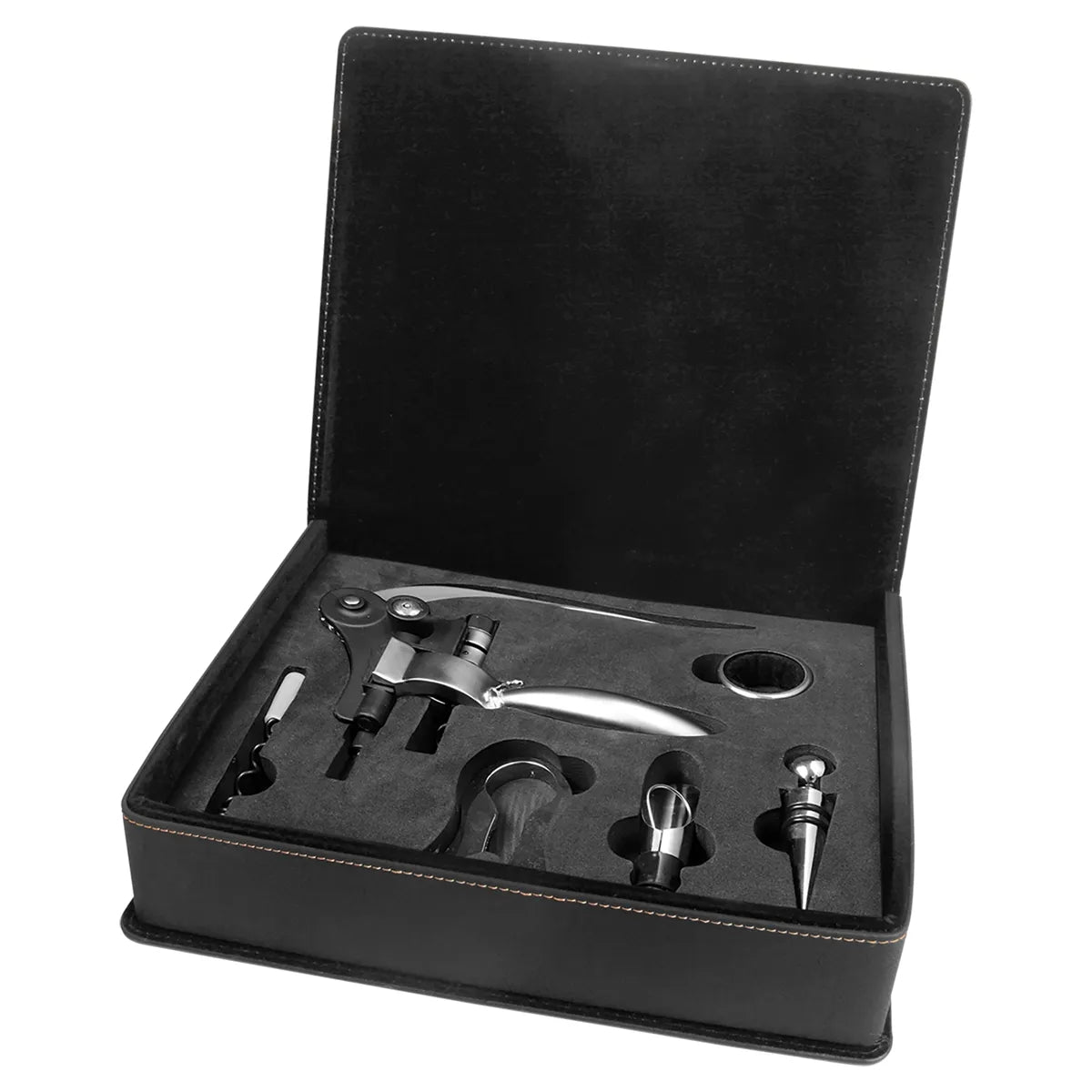 Leatherette Wine Tool Push Lever Set