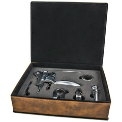 Leatherette Wine Tool Push Lever Set