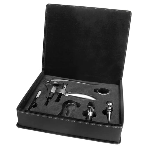 Leatherette Wine Tool Push Lever Set