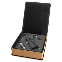 Leatherette Wine Tool Screw Lever Set