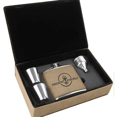 Leatherette 6 oz Flask Gift Box Set