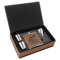 Leatherette 6 oz Flask Gift Box Set