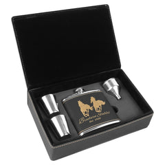 Leatherette 6 oz Flask Gift Box Set