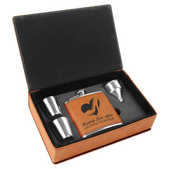 Leatherette 6 oz Flask Gift Box Set