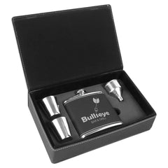 Leatherette 6 oz Flask Gift Box Set