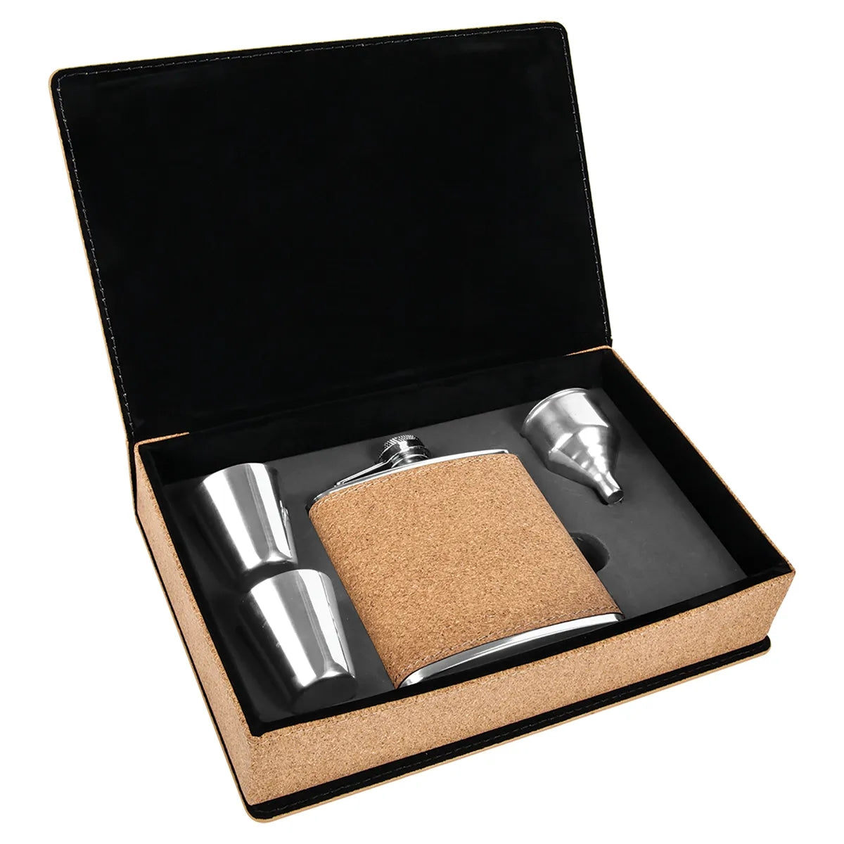 Leatherette 6 oz Flask Gift Box Set