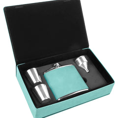 Leatherette 6 oz Flask Gift Box Set