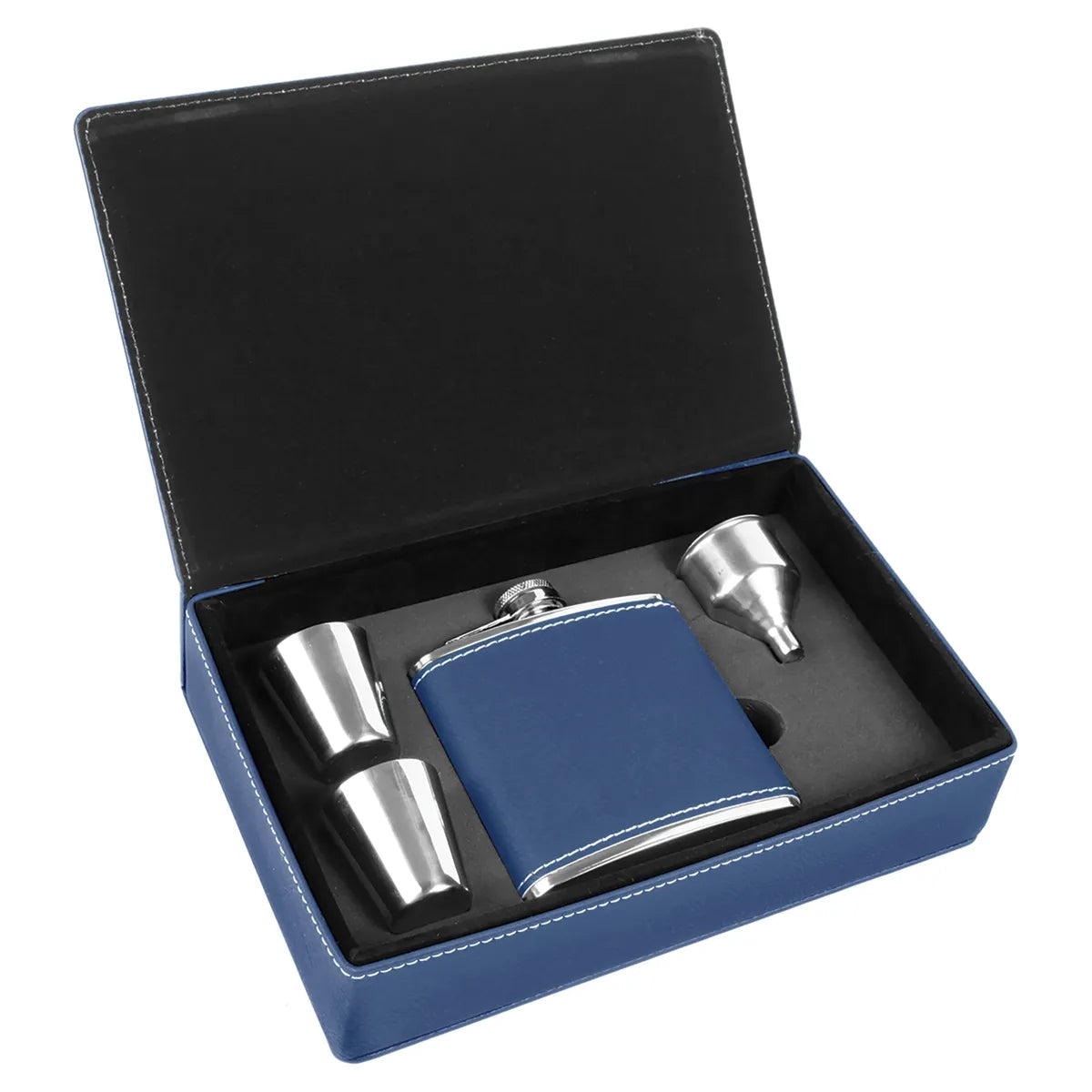 Leatherette 6 oz Flask Gift Box Set