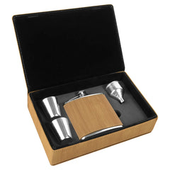 Leatherette 6 oz Flask Gift Box Set