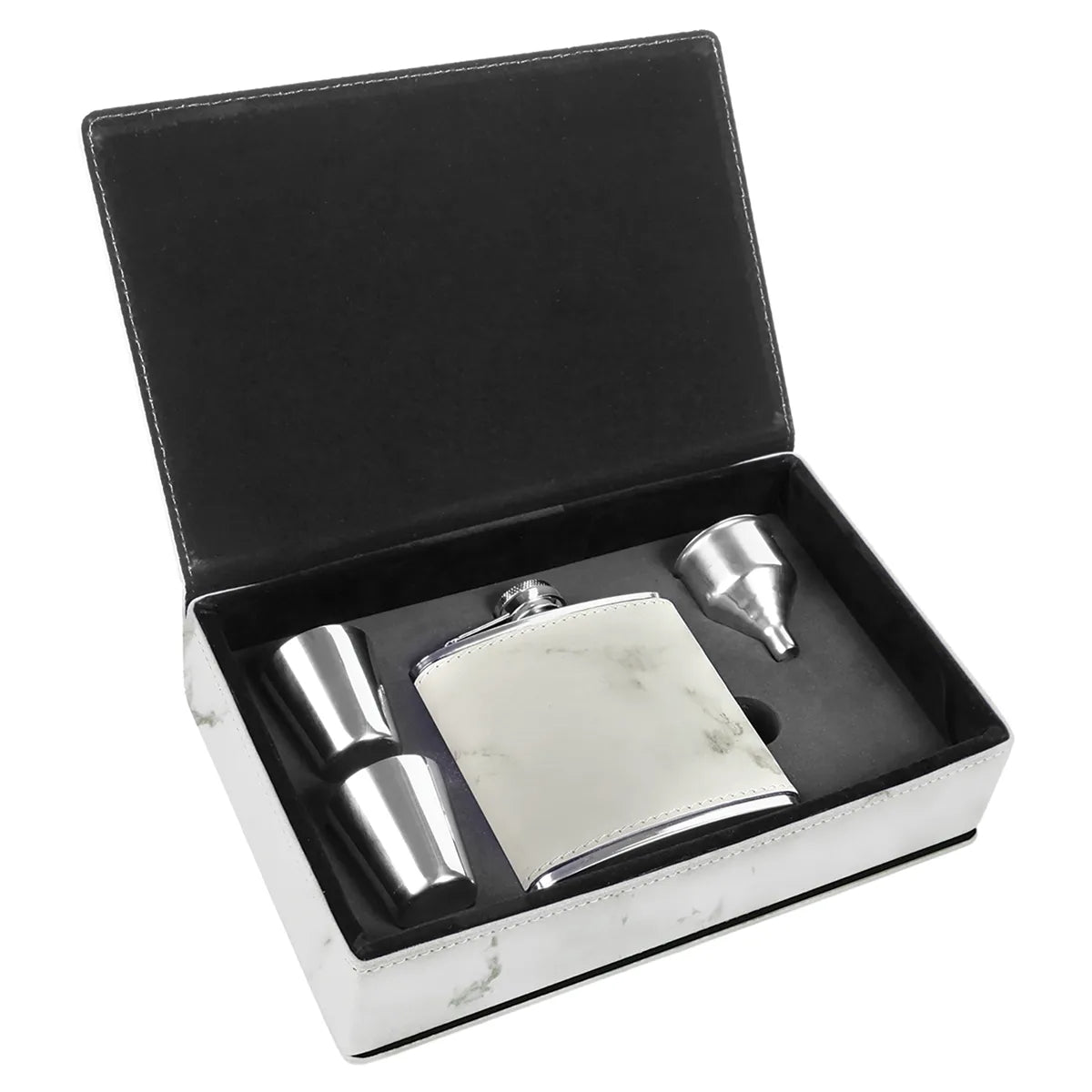 Leatherette 6 oz Flask Gift Box Set