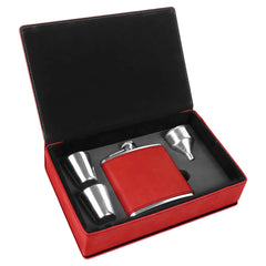 Leatherette 6 oz Flask Gift Box Set