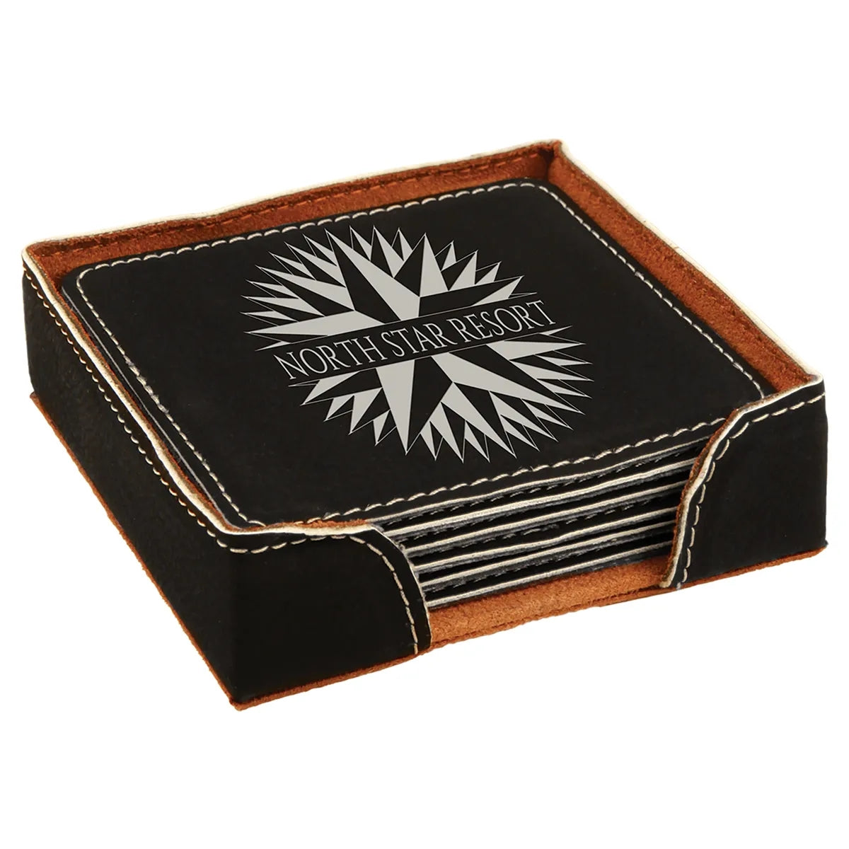 Square Leatherette Coaster Set