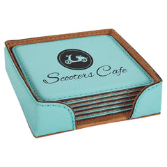 Square Leatherette Coaster Set