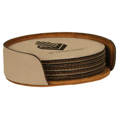 Round Leatherette Coaster Set