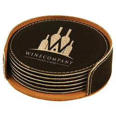 Round Leatherette Coaster Set