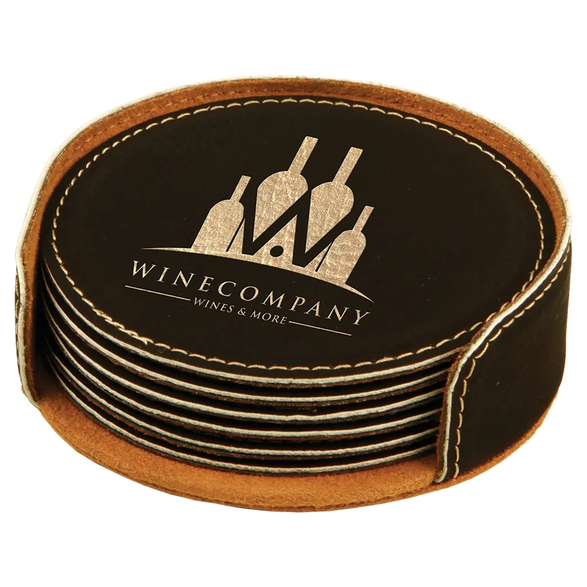 Round Leatherette Coaster Set