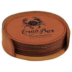 Round Leatherette Coaster Set