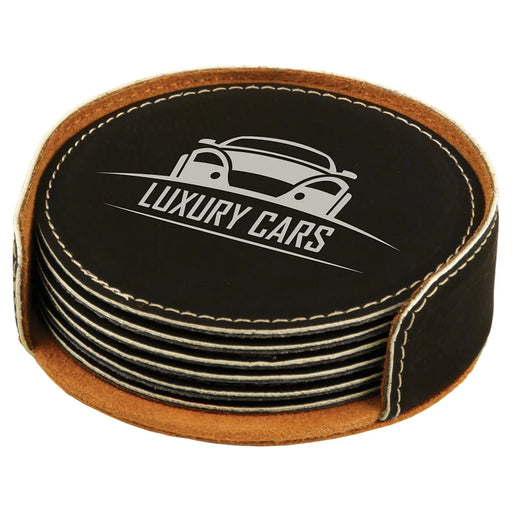 Round Leatherette Coaster Set