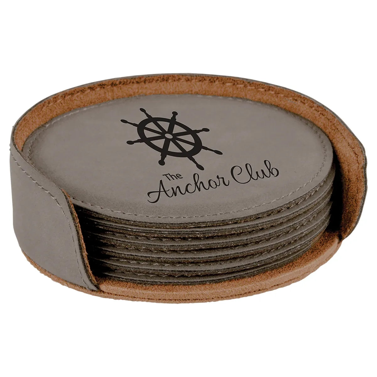 Round Leatherette Coaster Set