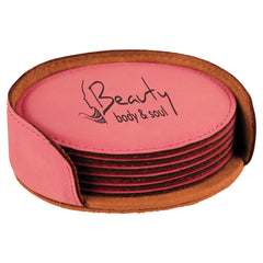 Round Leatherette Coaster Set