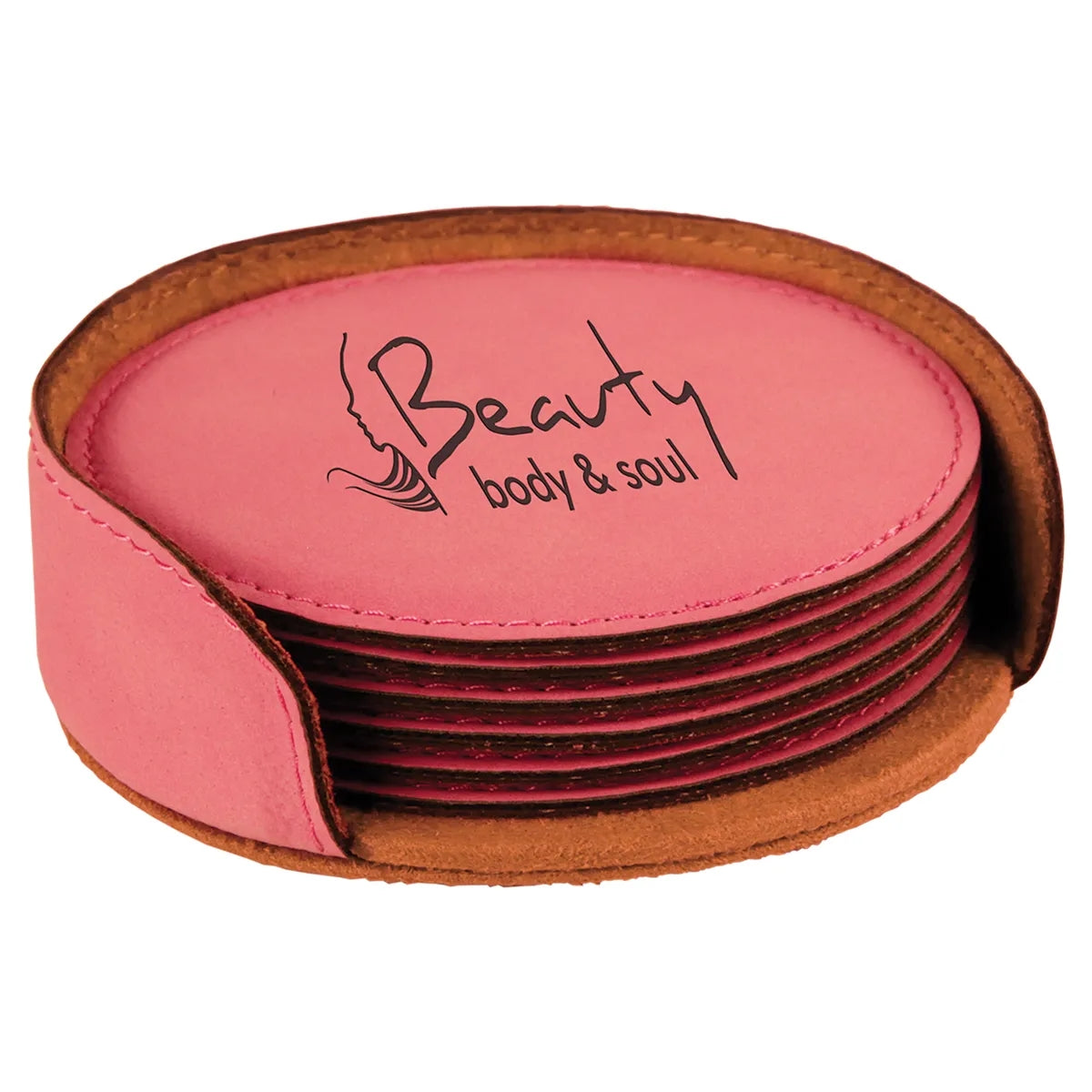 Round Leatherette Coaster Set