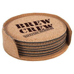 Round Leatherette Coaster Set