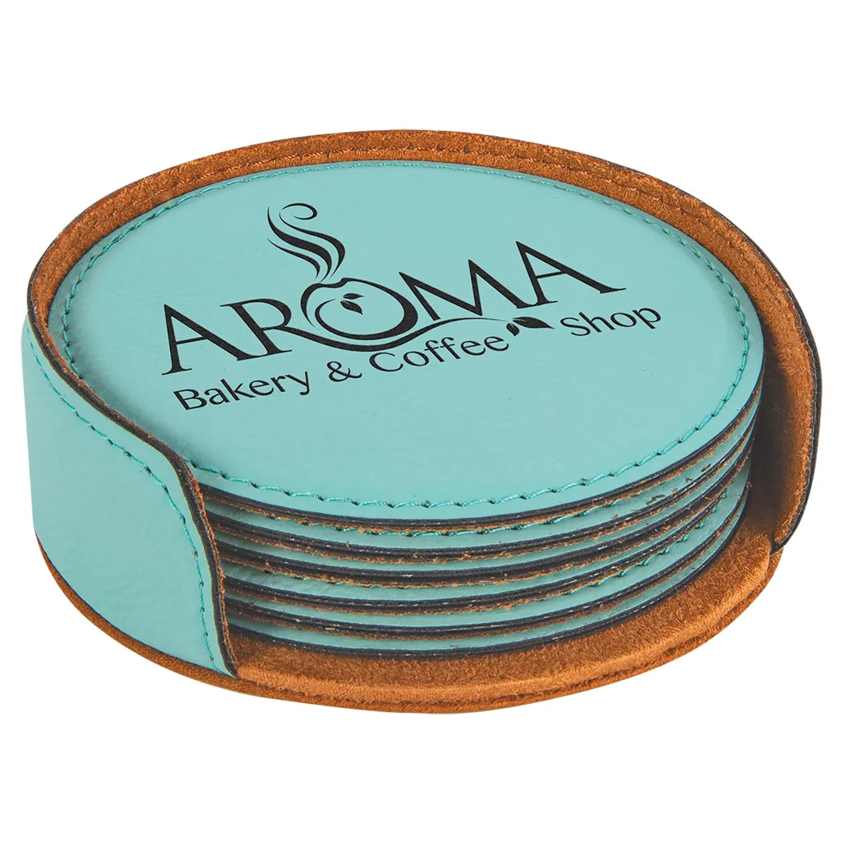 Round Leatherette Coaster Set