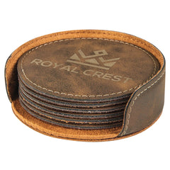 Round Leatherette Coaster Set
