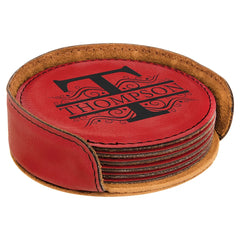 Round Leatherette Coaster Set