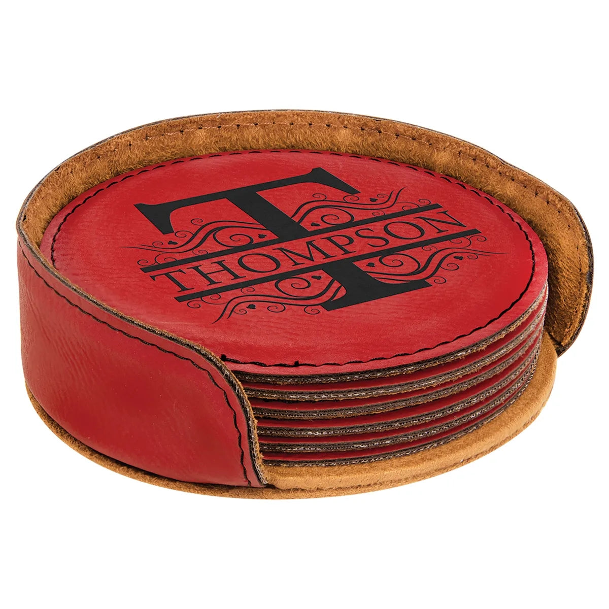 Round Leatherette Coaster Set