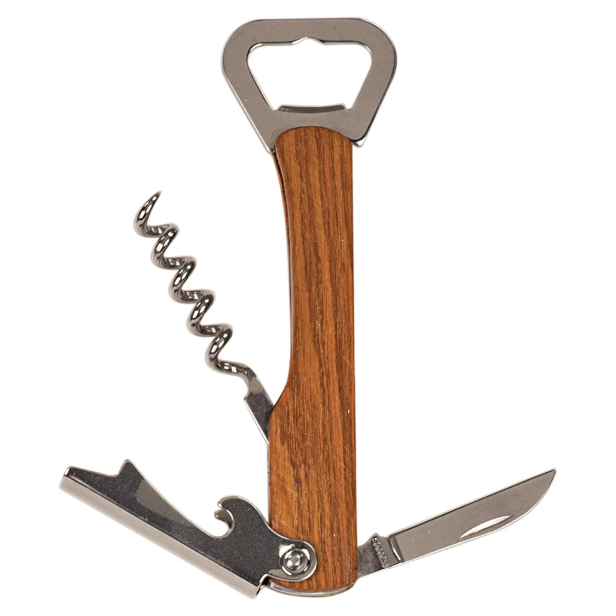 5 1/4" Wooden Bottle Opener & Wine Corkscrew