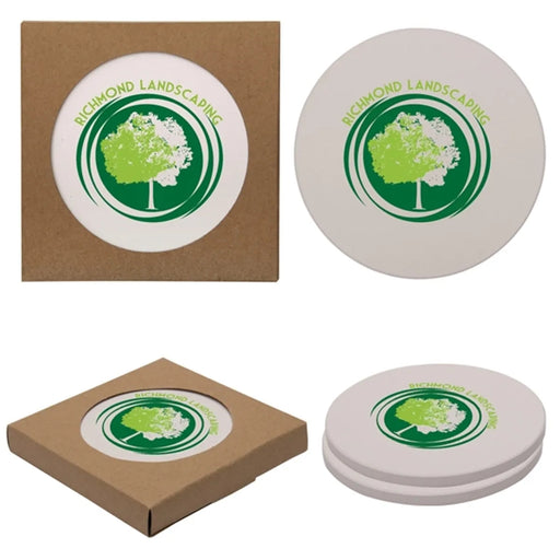 Round Absorbent Stone Coaster Duo