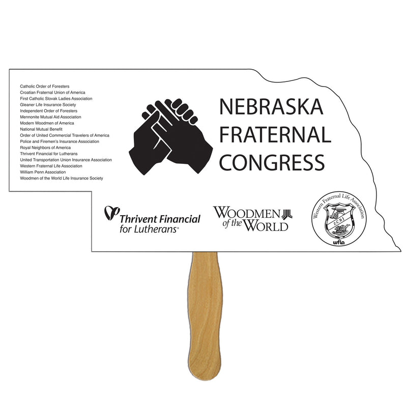 BF-NE - Nebraska State Shape Hand Fan