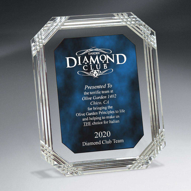 25MC1407LB Diamond Carved Octagon Plaque, Blue