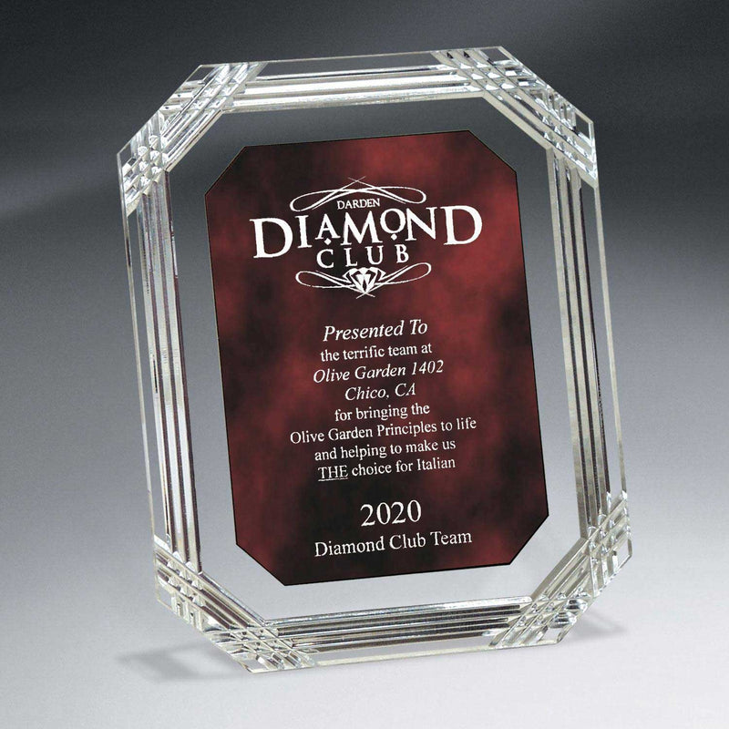 25MC1407LR Diamond Carved Octagon Plaque, Red