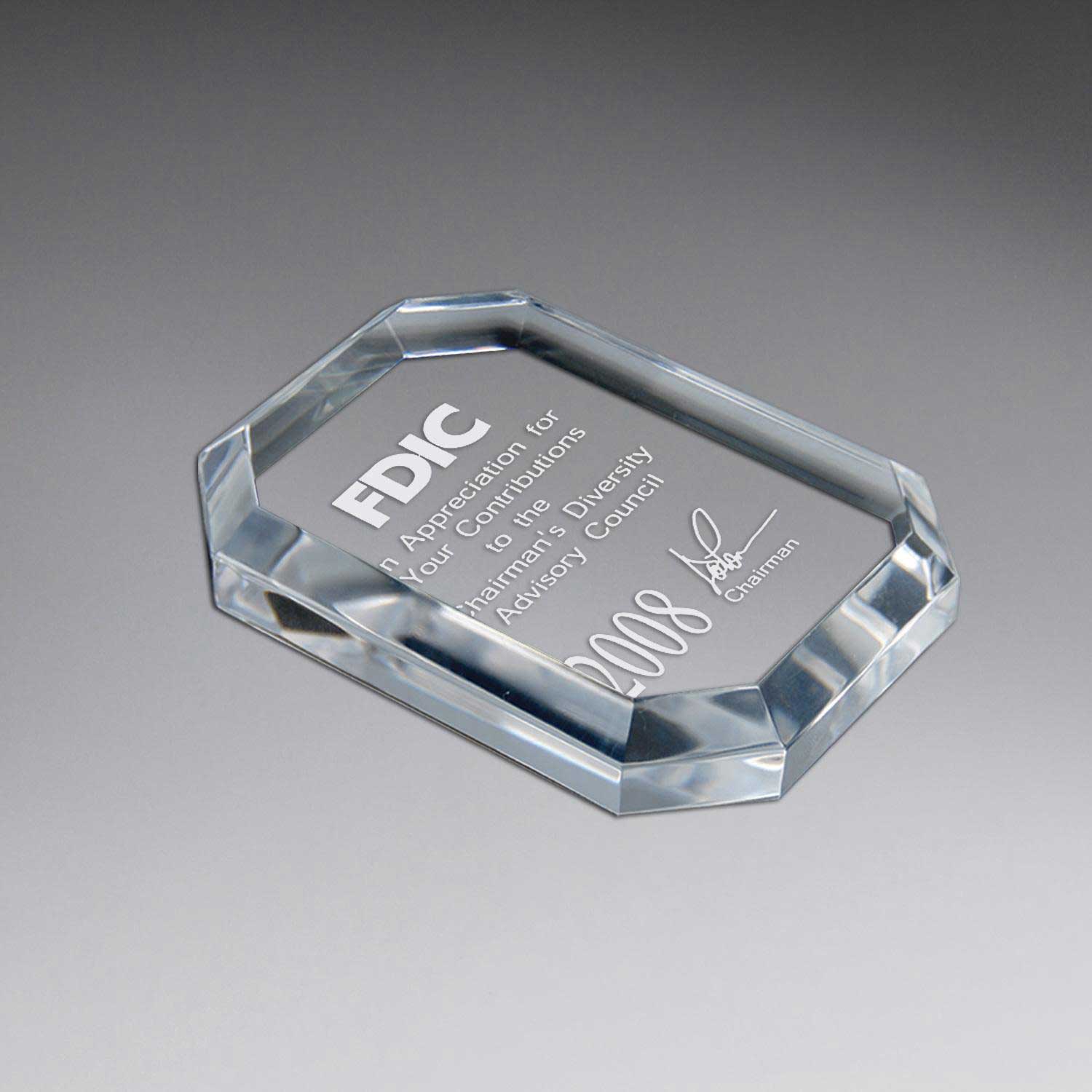 25MC1908C Beveled Octagon Lucite Paperweight