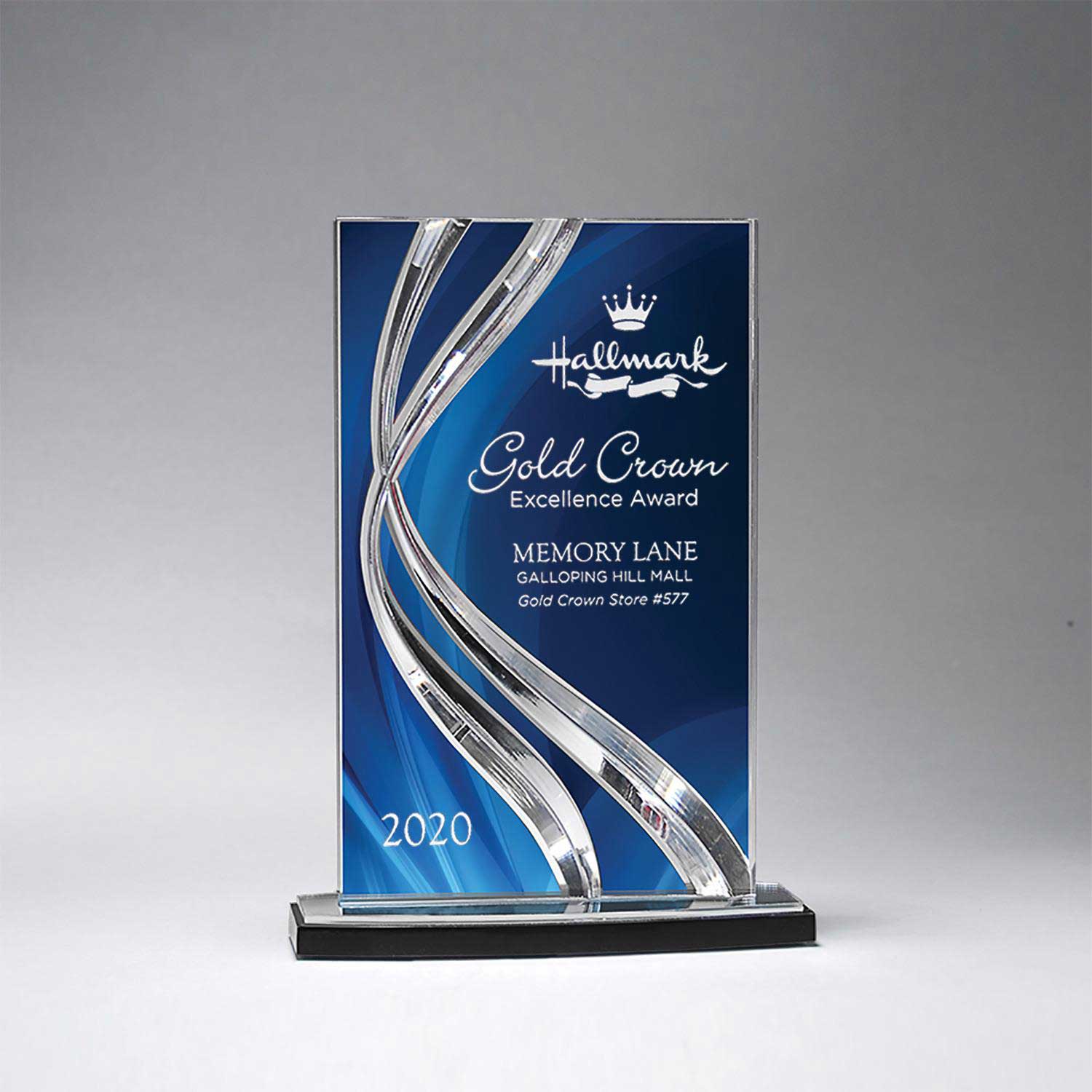 25MCD1022ABLSweeping Ribbon Award - Small, Blue