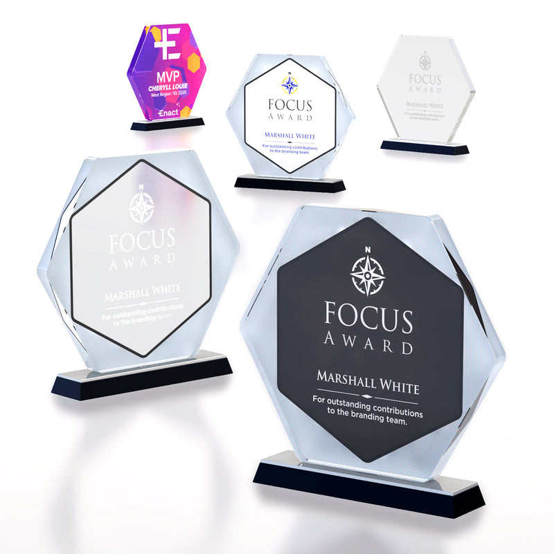 25MCD1355 Hexagon Acrylic Award On A Base 1 Size