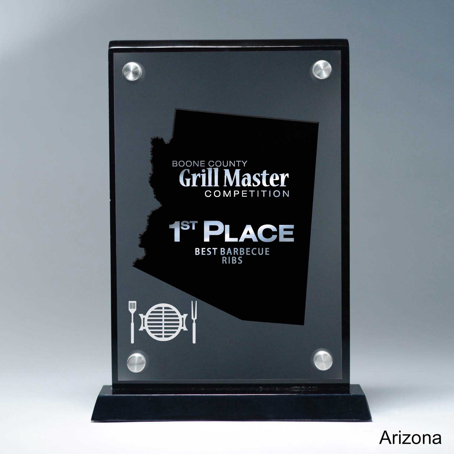 25MCD900AZ Frosted Lucite Cutout On Risers Award With Choice Of State