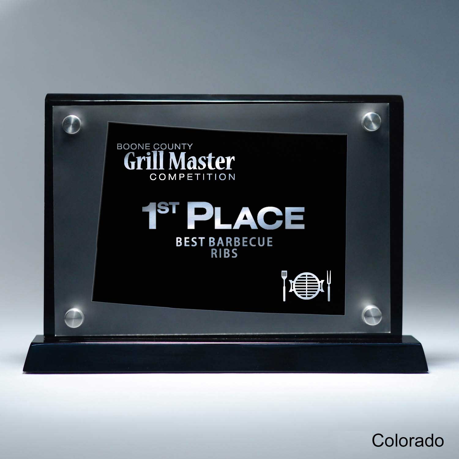 25MCD900CO Frosted Lucite Cutout On Risers Award With Choice Of State
