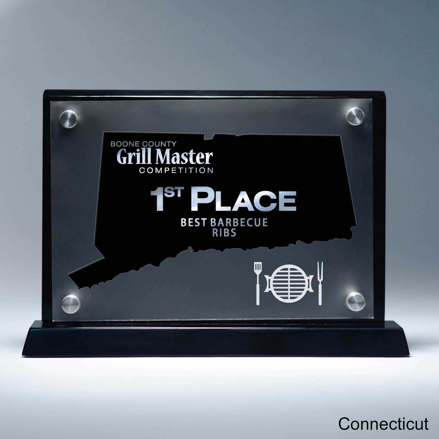 25MCD900CT Frosted Lucite Cutout On Risers Award With Choice Of State
