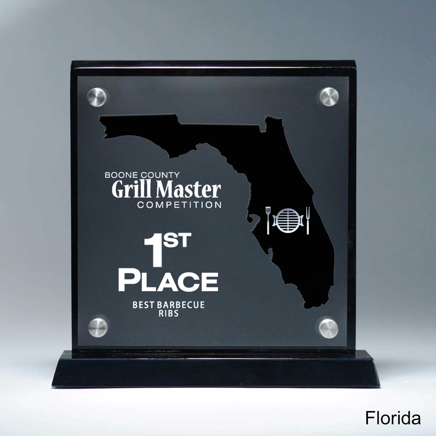 25MCD900FL Frosted Lucite Cutout On Risers Award With Choice Of State