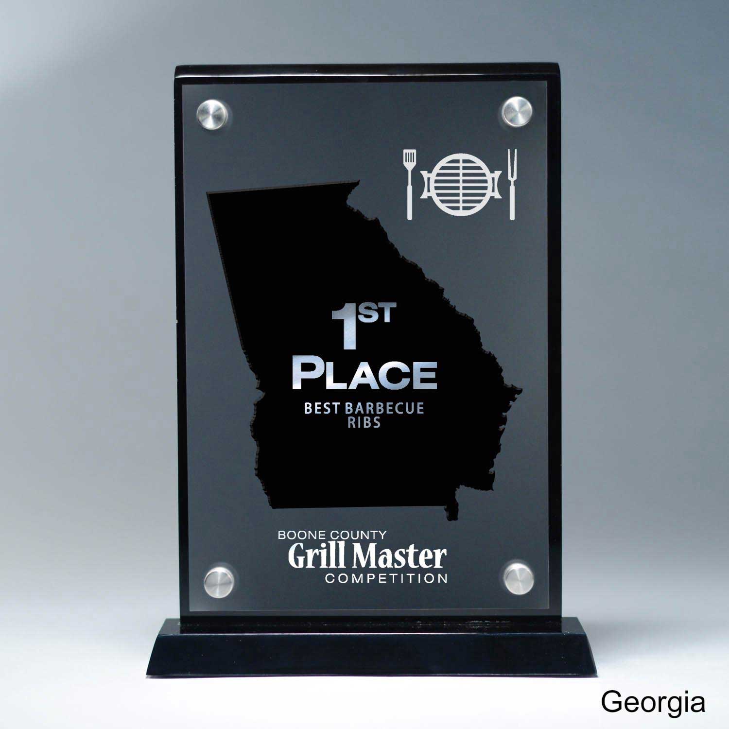 25MCD900GA Frosted Lucite Cutout On Risers Award With Choice Of State