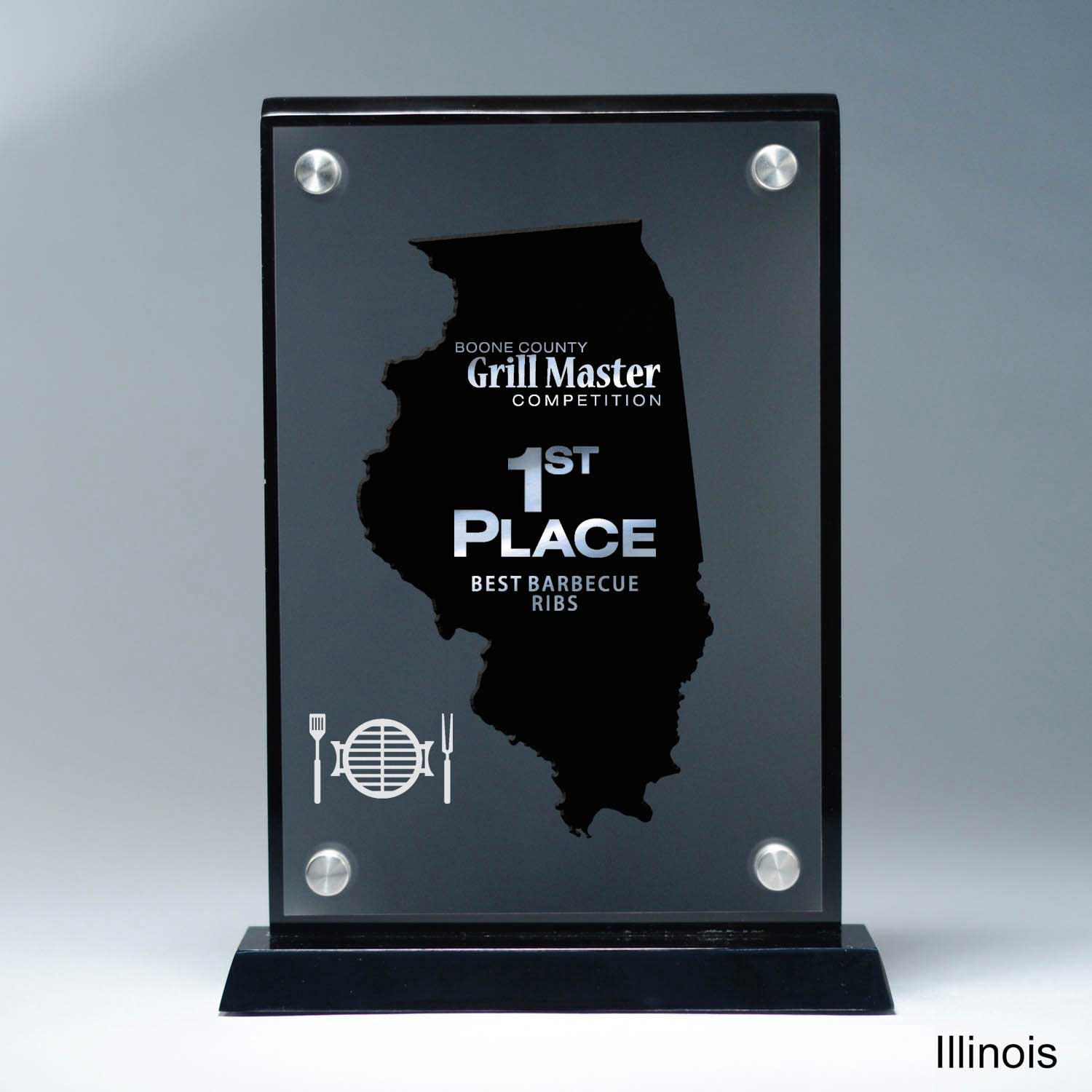 25MCD900IL Frosted Lucite Cutout On Risers Award With Choice Of State