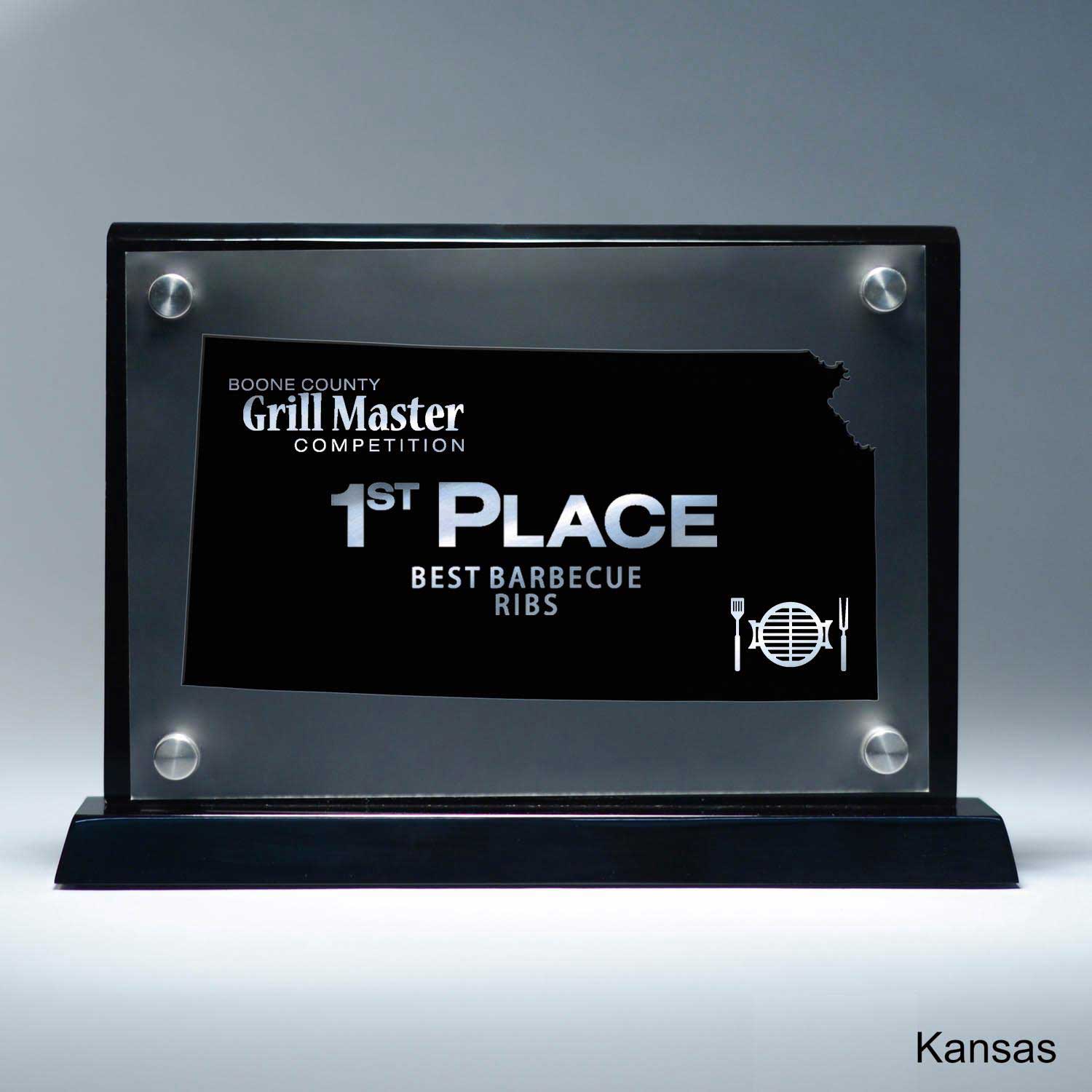 25MCD900KS Frosted Lucite Cutout On Risers Award With Choice Of State