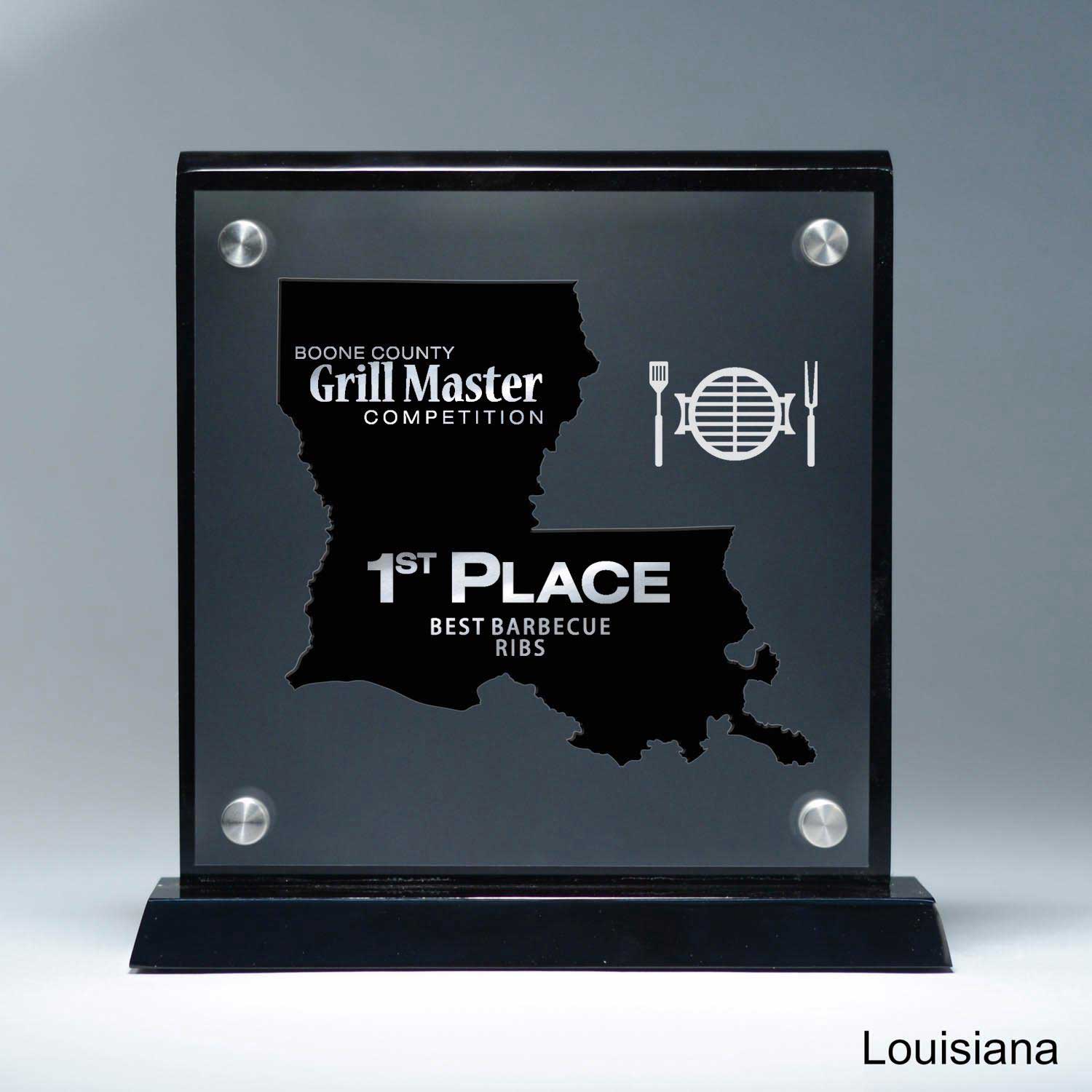 25MCD900LA Frosted Lucite Cutout On Risers Award With Choice Of State