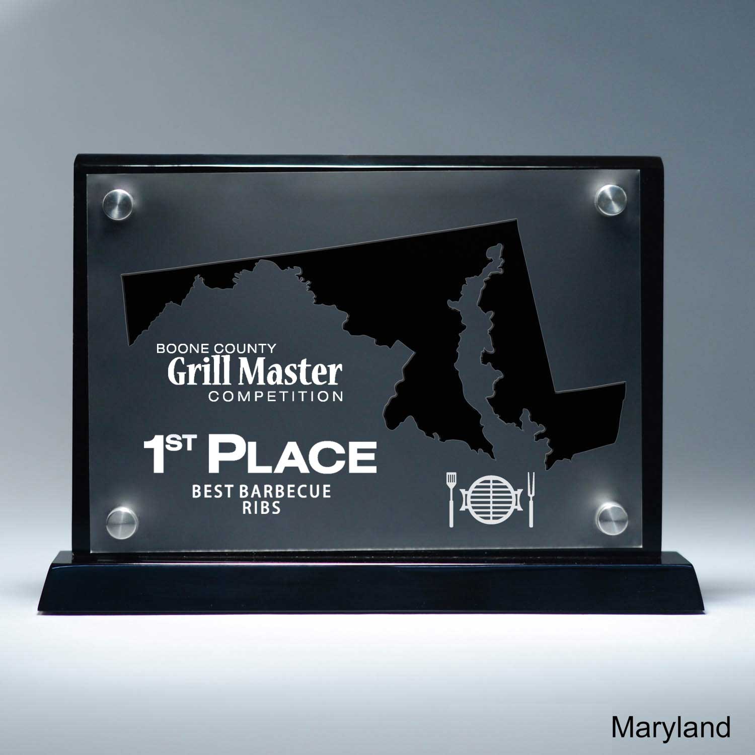 25MCD900MD Frosted Lucite Cutout On Risers Award With Choice Of State